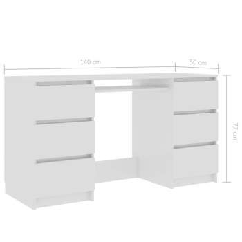  Schreibtisch Hochglanz-Weiß 140x50x77 cm Holzwerkstoff