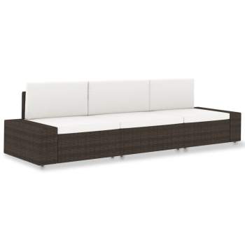  Modulares 3-Sitzer-Sofa Poly Rattan Braun