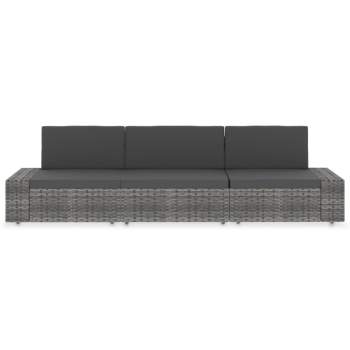 Preview:  Modulares 3-Sitzer-Sofa Poly Rattan Grau