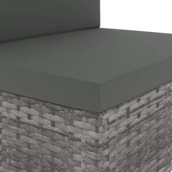  Modulares 3-Sitzer-Sofa Poly Rattan Grau