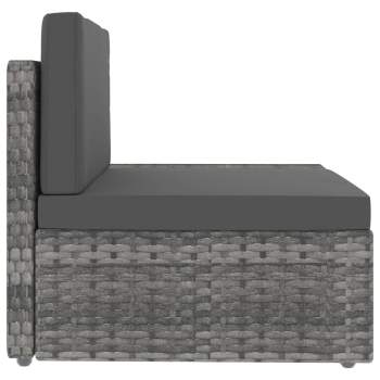  Modulares 3-Sitzer-Sofa Poly Rattan Grau