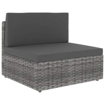  Modulares 3-Sitzer-Sofa Poly Rattan Grau