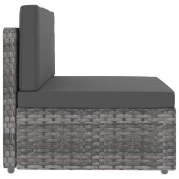  Modulares 3-Sitzer-Sofa Poly Rattan Grau