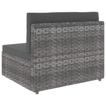  Modulares 3-Sitzer-Sofa Poly Rattan Grau