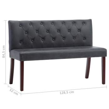  Sitzbank 128,5 cm Grau Wildleder-Optik