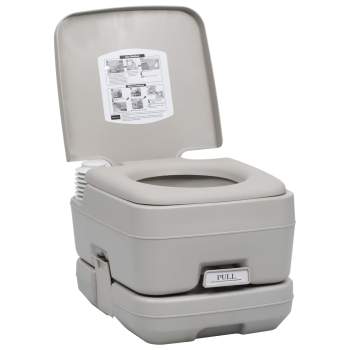  Tragbare Campingtoilette Grau 10 + 10 L