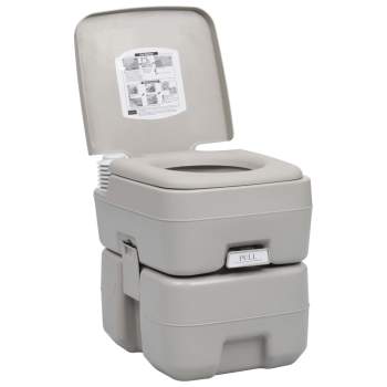  Tragbare Campingtoilette Grau 20 + 10 L