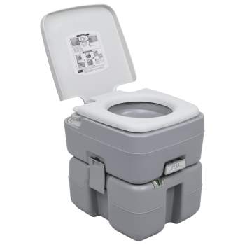  Tragbare Campingtoilette Grau 20+10 L