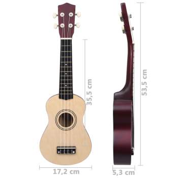  Sopran-Ukulele-Set mit Tasche für Kinder Helles Holz 21"