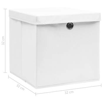  Aufbewahrungsboxen mit Deckeln 4 Stk. Weiß 32x32x32 cm Stoff