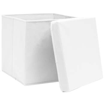  Aufbewahrungsboxen mit Deckeln 10 Stk. Weiß 32x32x32 cm Stoff