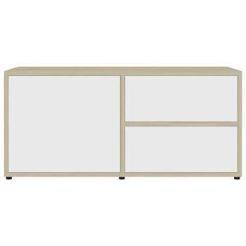 sinni.ch - TV-Schrank Weiß Sonoma-Eiche 80x34x36 cm Spanplatte