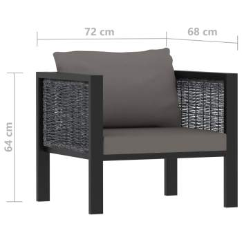  1-Sitzer-Sofa mit Auflage Anthrazit Poly Rattan 