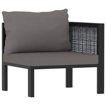  2-Sitzer-Sofa mit Auflage Anthrazit Poly Rattan 