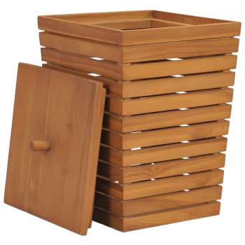 Preview:  Wäschekorb 30×30×45 cm Teak Massivholz