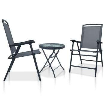  3-tlg. Bistro-Set Grau Stahl