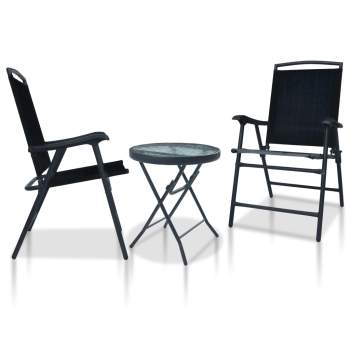  3-tlg. Bistro-Set Schwarz Stahl