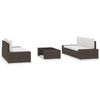 Preview:  5-tlg. Garten-Lounge-Set Poly Rattan Braun