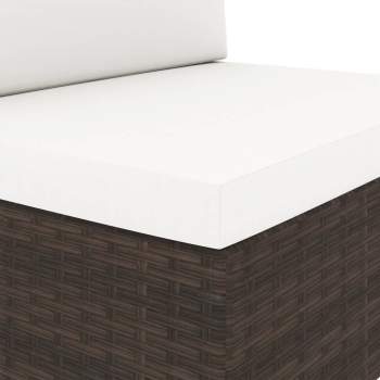  5-tlg. Garten-Lounge-Set Poly Rattan Braun