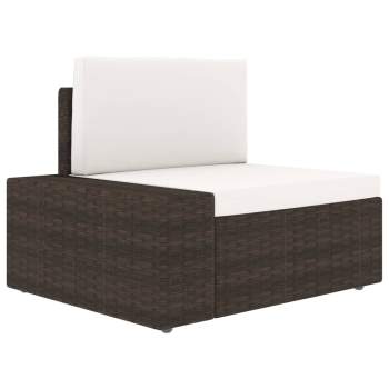  5-tlg. Garten-Lounge-Set Poly Rattan Braun