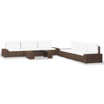  7-tlg. Garten-Lounge-Set Poly Rattan Braun