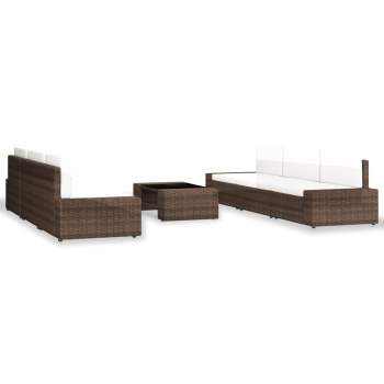 Preview:  7-tlg. Garten-Lounge-Set Poly Rattan Braun