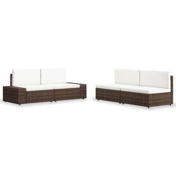  4-tlg. Garten-Lounge-Set Poly Rattan Braun