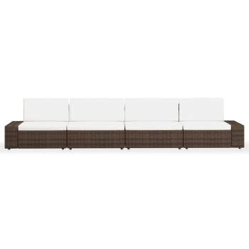 Preview:  4-tlg. Garten-Lounge-Set Poly Rattan Braun