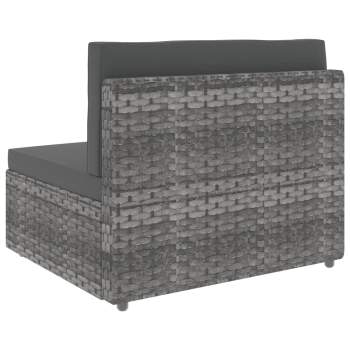  6-tlg. Garten-Lounge-Set Poly Rattan Grau