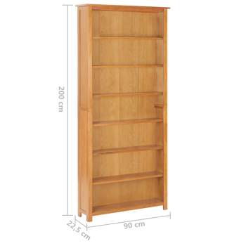  Bücherregal 6 Fächer 90×22,5×200 cm Massivholz Eiche