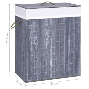 Bambus-Wäschekorb mit 2 Fächern Grau 100 L