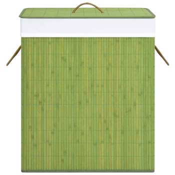  Bambus-Wäschekorb mit 1 Fach Grün 83 L