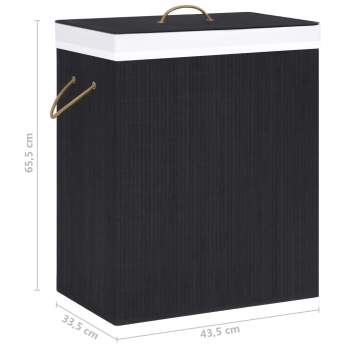  Bambus-Wäschekorb mit 1 Fach Schwarz 83 L