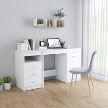  Schreibtisch Weiß 140x50x76 cm Holzwerkstoff