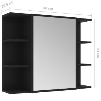  Bad-Spiegelschrank Schwarz 80x20,5x64 cm Holzwerkstoff
