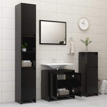  Badezimmerschrank Schwarz 60x33x61 cm Holzwerkstoff