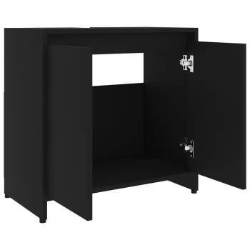  Badezimmerschrank Schwarz 60x33x61 cm Holzwerkstoff