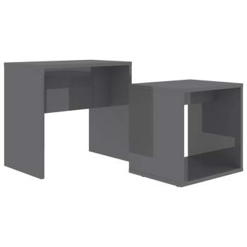  Couchtisch-Set Hochglanz-Grau 48x30x45 cm Holzwerkstoff