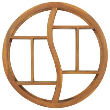  Wandregal Yin und Yang 60x15x60 cm Teak Massivholz 