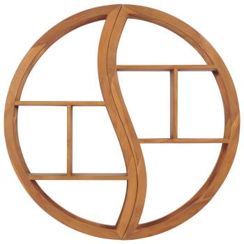 Preview:  Wandregal Yin und Yang 100x20x100 cm Teak Massivholz 