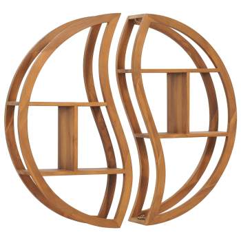 Preview:  Wandregal Yin und Yang 100x20x100 cm Teak Massivholz 