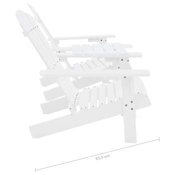  Adirondack-Gartenstühle mit Tisch Massivholz Tanne Weiß