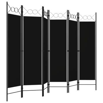  6-tlg. Raumteiler Schwarz 240 x 180 cm