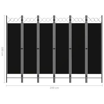  6-tlg. Raumteiler Schwarz 240 x 180 cm