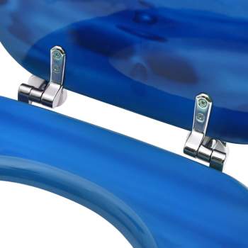  Toilettensitz mit Deckel MDF Blau Wassertropfen-Design