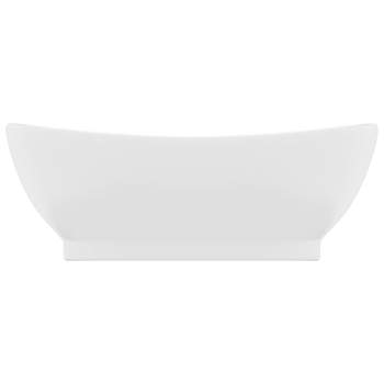  Luxus-Waschbecken Überlauf Oval Matt-Weiß 58,5x39 cm Keramik   