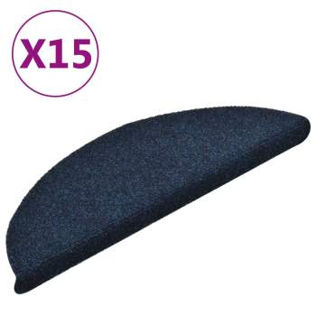  15-tlg Selbstklebende Treppenmatten Navy 56x17x3cm Nadelvlies 