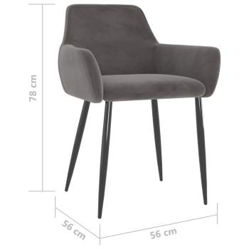  Esszimmerstühle 2 Stk. Dunkelgrau Samt