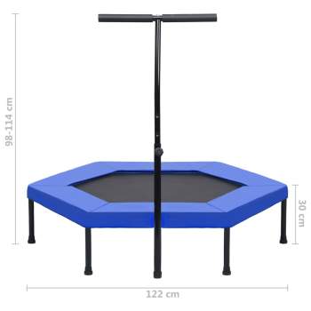  Fitness Trampolin mit Griff Sicherheitspolster Sechseck 122 cm