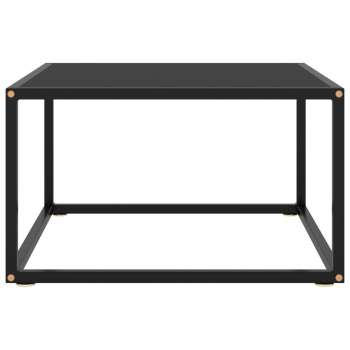  Beistelltisch Schwarz mit Schwarzem Glas 60x60x35 cm